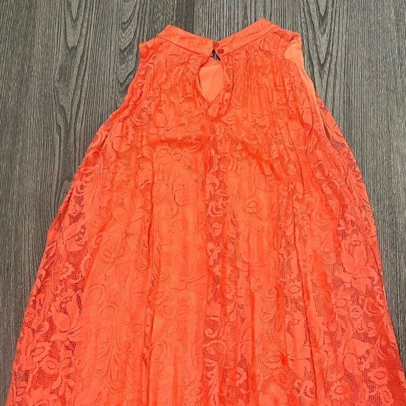 EST. 1946 Shift Dress Sleeveeless Floral Lace High Neck Knee Length Orange Large - Picture 8 of 8